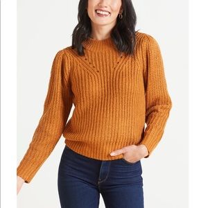Evereve Shaker Mock Pullover Orange